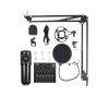 Studio condenser microphone kit with V8 live sound card - Black Photo