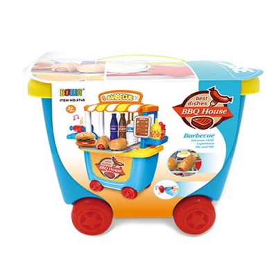 Photo of 33 Pieces Kids Pretend Barbeque Trailer Playset on Wheels