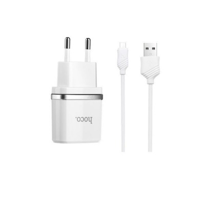Photo of Hoco C11 Smart single USB charger with cable Micro – white