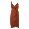 Quiz Ladies Rust Satin Wrap Midi Dress - Rust Photo