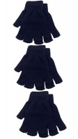 Fashion Gloves Mens and Womens Fingerless Gloves Set of 3 Navy