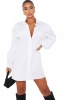 I Saw it First - Ladies White Cotton Poplin Puff Sleeve Shirt Dress Photo