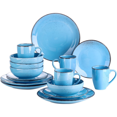 Divine 16 Piece Shinny Ceramic Dinner Set Blue