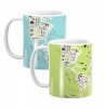 Pappa Joe PepperSt Mug Set | Cartoon animal world map Blue and Lime Photo