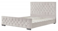 Hazlo Aurora Chenille Button Design Curve Bed Base White Queen
