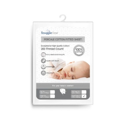 Snuggletime Percale Cotton Fitted Sheet Standard Cot