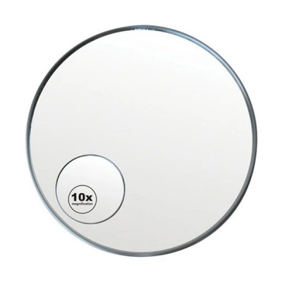 Photo of Stainless Steel Round Wall Mounted Mirror with 10x Magnification