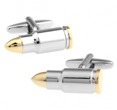 Photo of OTC Pointed Bullet Classical Style Cufflinks for Men - Silver & Gold Colour