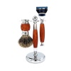 3" 1 Luxury Salon Wood Handle Razor Brush Shaving Set For Men Photo