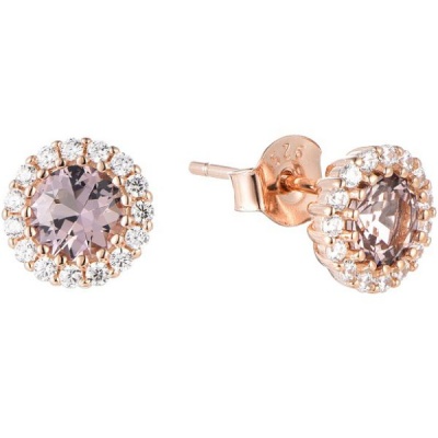 Photo of Kays Family Jewellers Classic Morganite Halo Studs on Rose 925 Silver