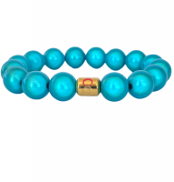 Coco B Elasticated 12mm Turquoise Beaded Bracelet 18K Gold Plated Bead