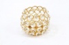Round Gold Plated Acrylic Crystal Beaded Candle Holder Photo