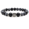 ArgentCraft Natural Snowflake Obsidian & Black Onyx Bracelet with Owl - Silver Photo