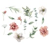 AOOYOU Pink And White Flowers with Leaf Branches Art Sticker for Wall Decoration Photo