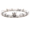 Argent Craft Natural White Howlite Stone Bracelet with Crown & Die - Silver Photo