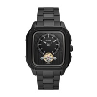 Fossil Inscription Automatic Black Stainless Steel Watch ME3238