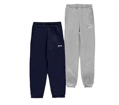 Slazenger Junior Boys Navy Grey Fleece Pants 2 Pack