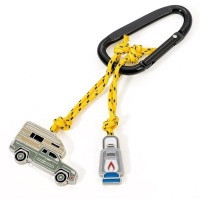 Troika Keyring CAMPER Carabiner with Rope Lantern and Camper Van Charms