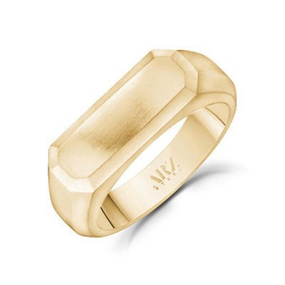 Photo of A.R.Z Steel Matte Gold Rectangle Signet Ring