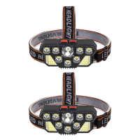 Ultra Powerful Rechargeable Head Torch with 8 LEDs 20SMDs 2 Pack