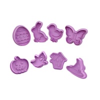 8 Packs Cute Plastic Cookie Cutter Embossing Mould Set