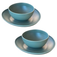 MamaMia Melamine Breakfast Serving Bowl and Plate Set for 2