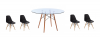 5 Piece Glass Table and Black Wooden Leg Chairs Photo