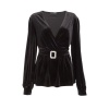 Quiz Ladies Vicky Pattison Black Velvet Peplum Top - Black Photo