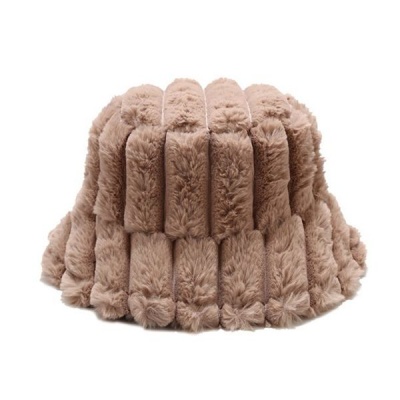 Winter Thick Plush Bucket Hat with Wide Brim Warm Fleece