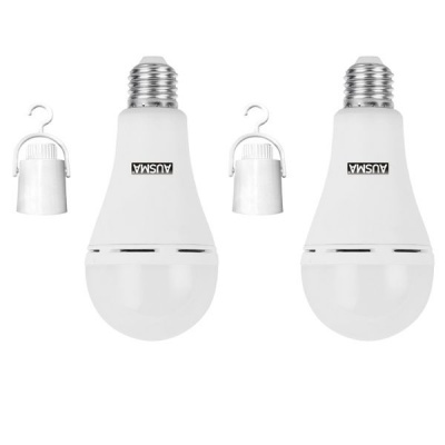 Ausma LED Lamp 7W E27 Day Light 6500k LED Bulb with Battery Pack of 2