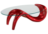 Coffee Tables - Tempered Glass - Wine Red Colour Photo