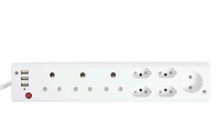 8 Way Multi Plug Extension Cord Cable with 3 USB Ports