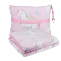 Travel Wizz Kids Travel Pillow Blanket with Unicorn Print Soft Fleece Blanket