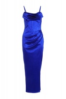 Quiz Ladies Royal Blue Corset Split Hem Maxi Dress