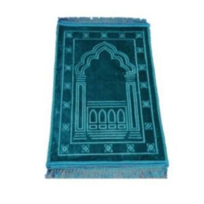 Soft Silvery Islamic Prayer Mat Turquoise