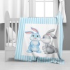 Print with Passion Blue and Grey Rabbits Minky Blanket Photo