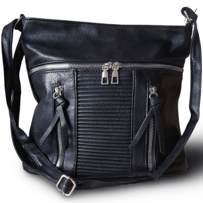 Ladies Black Detailed Patterned Crossbody Handbag