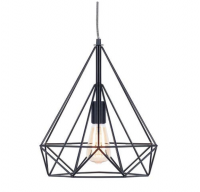 Geometric Diamond Shaped Industrial Pendant Light Black