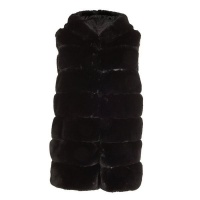 Quiz Ladies Black Faux Fur Hooded Gilet