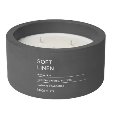 Photo of blomus Scented Candle: Soft Linen in Black-Grey Container Fraga 13cm