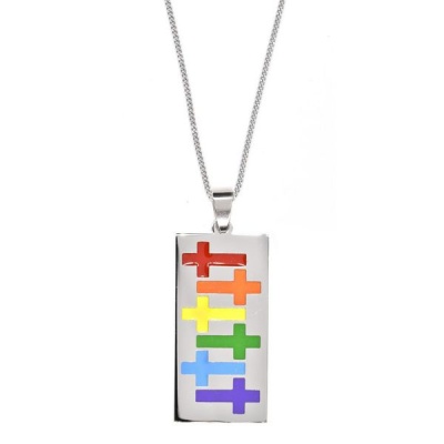 Photo of Androgyny rainbow crosses on disc pendant