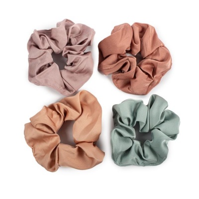 Set of 4 Large Satin Silk Hair Scrunchies By Great Empire