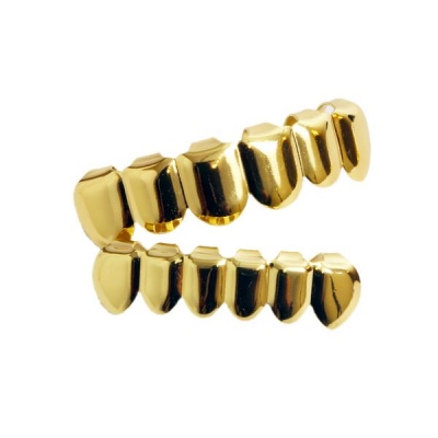 icebaebae Hip Hop Rapper Clip on Teeth Grillz in Shiny Gold Plated Finish
