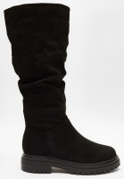 Quiz Ladies Wide Fit Black Knee High Faux Suede Boots