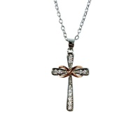 Eternal Unity Silver and Rose Gold Plated Copper Infinity Cross Necklace