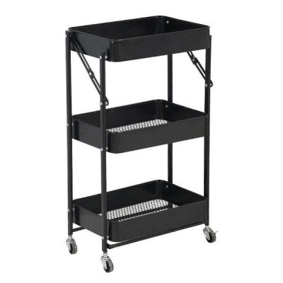 Foldable 3 Tier Utility Trolley with 360 Degrees Turning Wheels