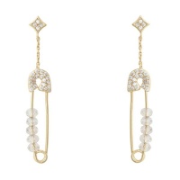 Civetta Spark Safety Pin Earring made with Swarovski beads Gold