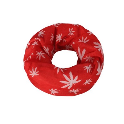 Photo of SoGood Candy Neck Gaiter - Red & White Cannabis Leaves