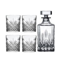 Premium Glass Whiskey Decanter with Four Glasses Gift Set