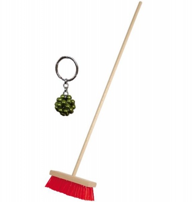 Soft Household Broom And A Bonus Beaded Keyholder